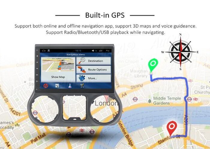 Android 8.1 10.1 inch Car DVD Player GPS Navigation system for Jeep Wrangler 2011 -2017 HD Bluetooth Radio WIFI 4G Stereo IPS - Image 7