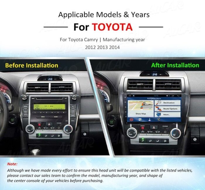AuCAR Android 10.2" for Toyota Camry 2012- Car DVD Player GPS Navigation system GPS Radio WIFI 4G Android 8.1,2GB,32GB,4 core - Image 7
