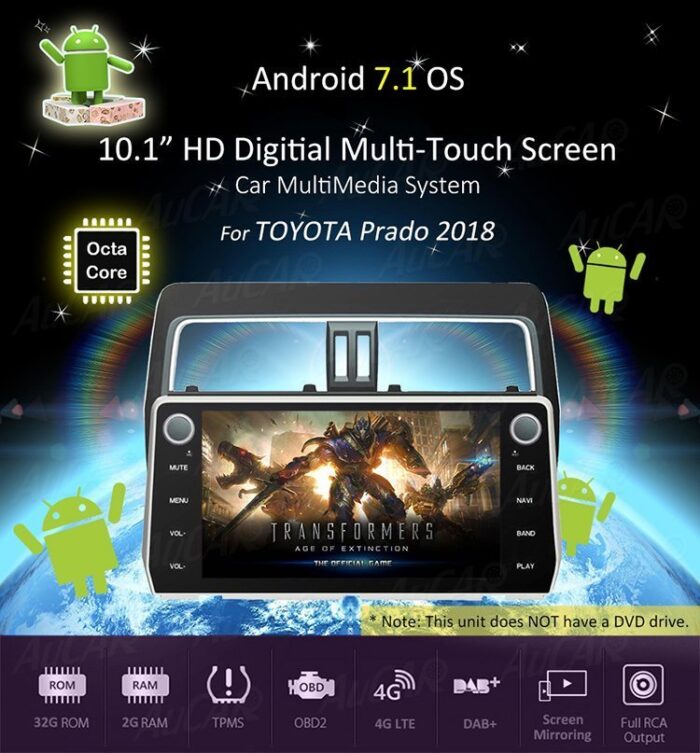 AuCAR 10.1" GPS Navigation system for Toyota Prado 2018 Android Car DVD Player HD 1024*600 Bluetooth GPS radio WIFI 4G Car Stereo - Image 2