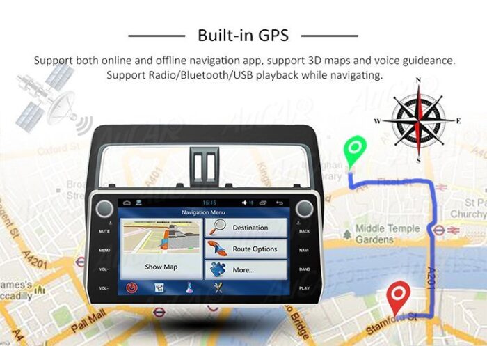 AuCAR 10.1" GPS Navigation system for Toyota Prado 2018 Android Car DVD Player HD 1024*600 Bluetooth GPS radio WIFI 4G Car Stereo - Image 8