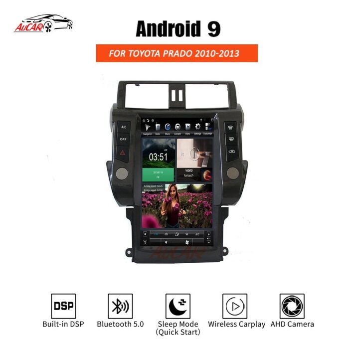 AuCAR Android Tesla style Car GPS Navigation For TOYOTA Land Cruiser Prado 2010-2013 head unit multimedia player radio tape recorder - Image 2