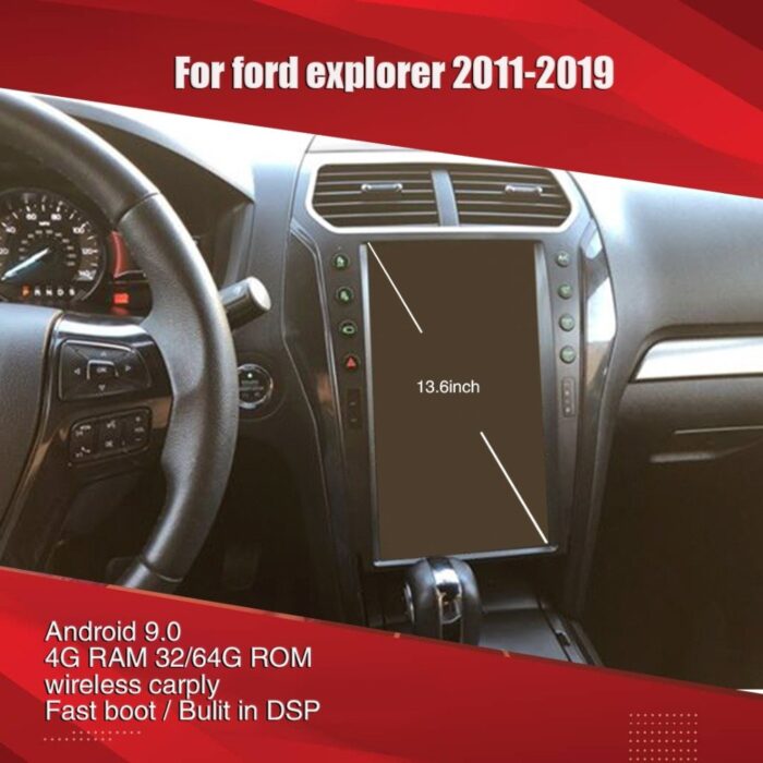 AuCAR Tesla 13.6 inch For ford Explorer Android multimedia Car Radio For ford Explorer 2011-2019 GPS Navigation Stereo autoradio - Image 3