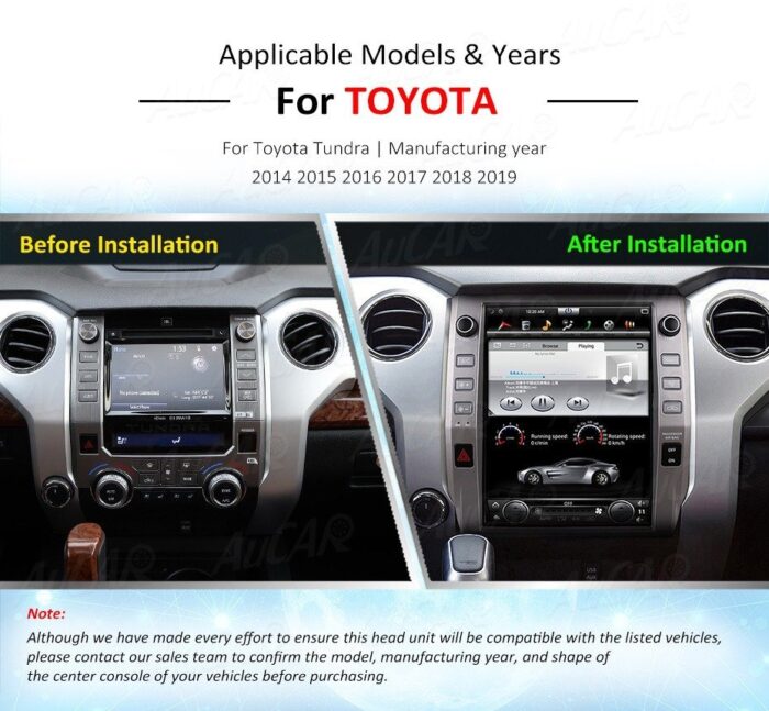 AuCAR Android Tesla style Car no DVD Player GPS Navigation For Toyota Tundra 2014-2019 head unit stereo multimedia radio tape recorder (Copy) - Image 7