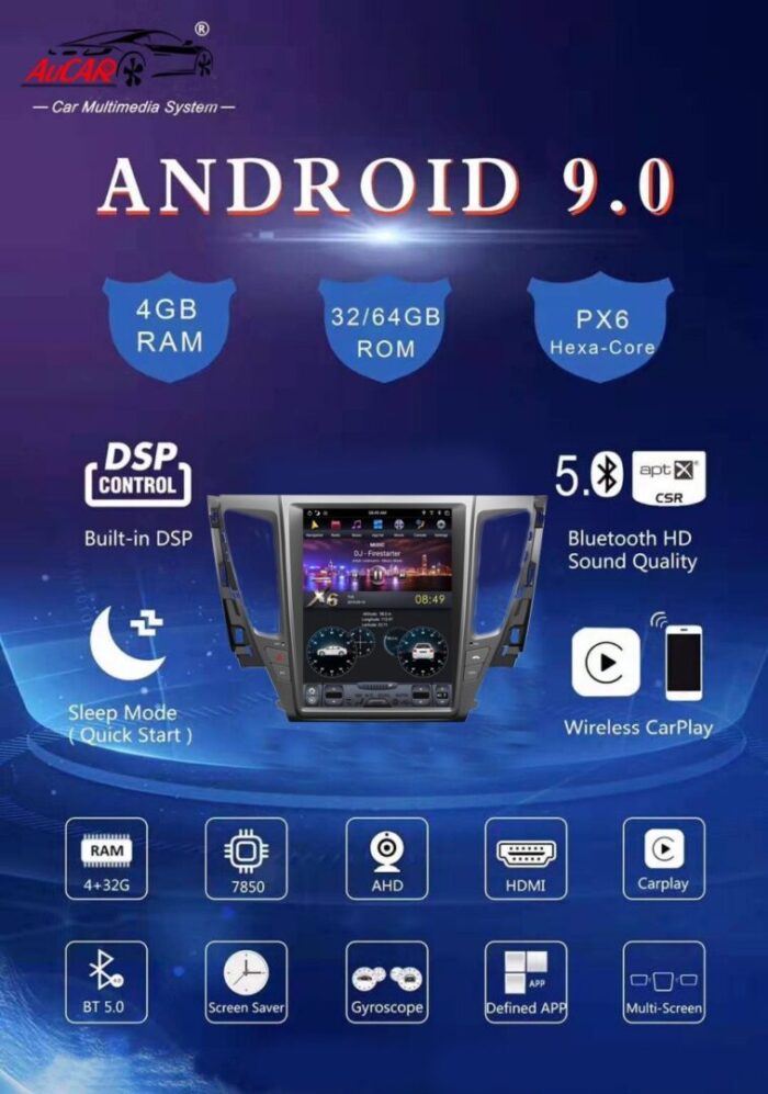 AuCAR Tesla 12.1'' Android 9 car radio gps DVD for Mitsubishi Pajero Sport 2016 2017 2018 autoradio car multimedia player Stereo - Image 5