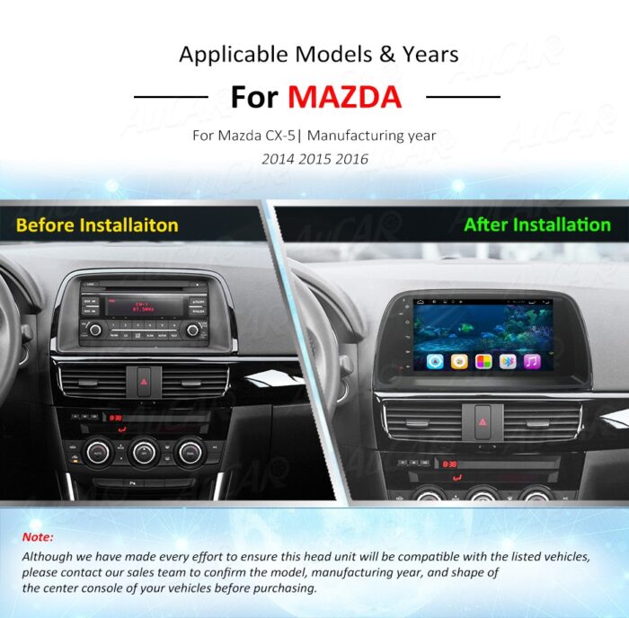 AuCAR Android 9" Car DVD Player Car Radio for Mazda CX-5 2014 - 2016 HD 1024*600 Bluetooth GPS navigation WIFI 4G IPS Stereo DVD - Image 8