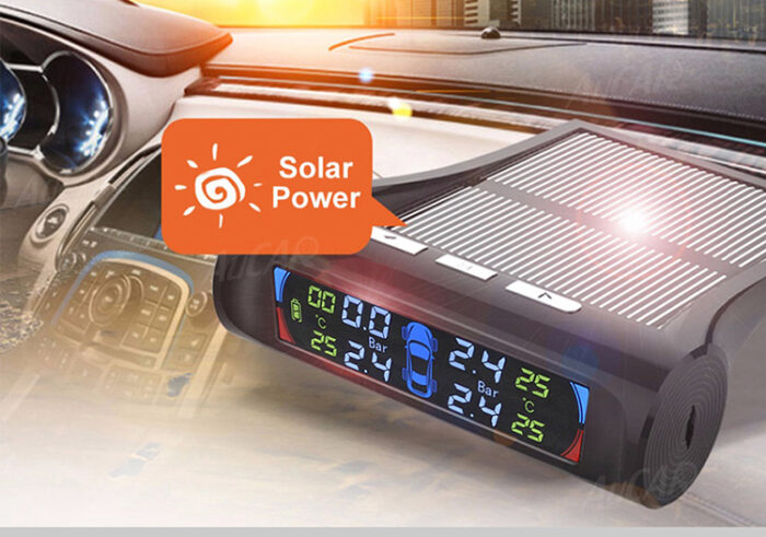 AuCAR LED Car Tire Pressure Monitoring System TPMS Solar Power Wireless LCD Display with 4 external Sensor Auto Security Alarm - Image 6