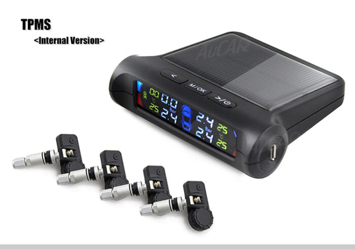 AuCAR LED Car Tire Pressure Monitoring System TPMS Solar Power Wireless LCD Display with 4 Internal Sensor Auto Security Alarm - Image 3