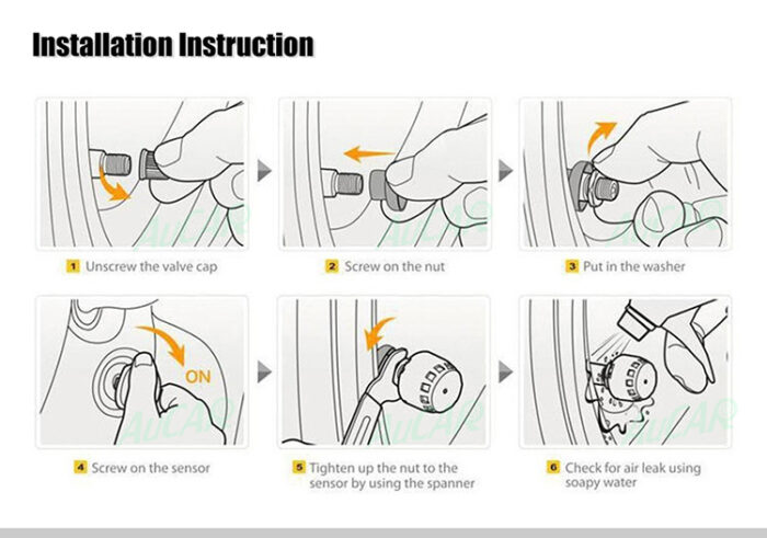 AuCAR LED Car Tire Pressure Monitoring System TPMS Solar Power Wireless LCD Display with 4 external Sensor Auto Security Alarm - Image 12