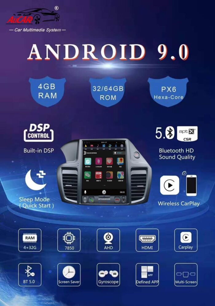 Aucar Tesla Style Android 9 for Honda CIVIC 2016-2019 Multimidia car radio Gps navigation 1 din autoradio stereo player - Image 8