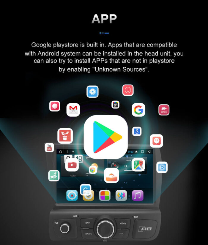 AuCar Audi R8 V10 2007-2015 Android head unit Android 9 Car Radio GPS Navigation Car Multimedia Stereo Player Car Video - Image 18