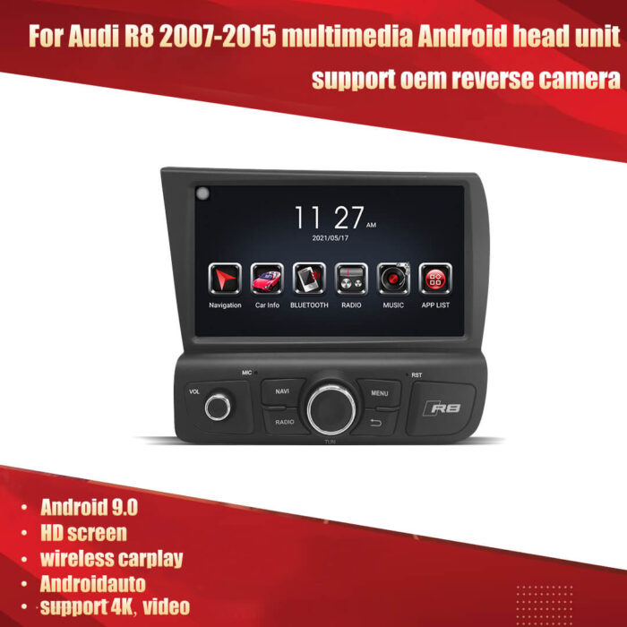 AuCar Audi R8 V10 2007-2015 Android head unit Android 9 Car Radio GPS Navigation Car Multimedia Stereo Player Car Video - Image 6