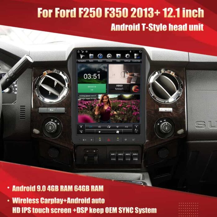 AuCar Tesla Android 9 12.1 Car Radio GPS Navigation Android head unit for Ford F250 F350 2013+ Car Multimedia Stereo Player Car Video - Image 2