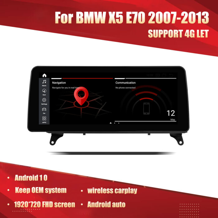 AuCAR Android Head Unit for BMW X5 E70 E71 2007-2014 12.3 inch FHD Car Multimedia Player GPS Navi Audio Radio Stereo CIC NBT CCC - Image 3