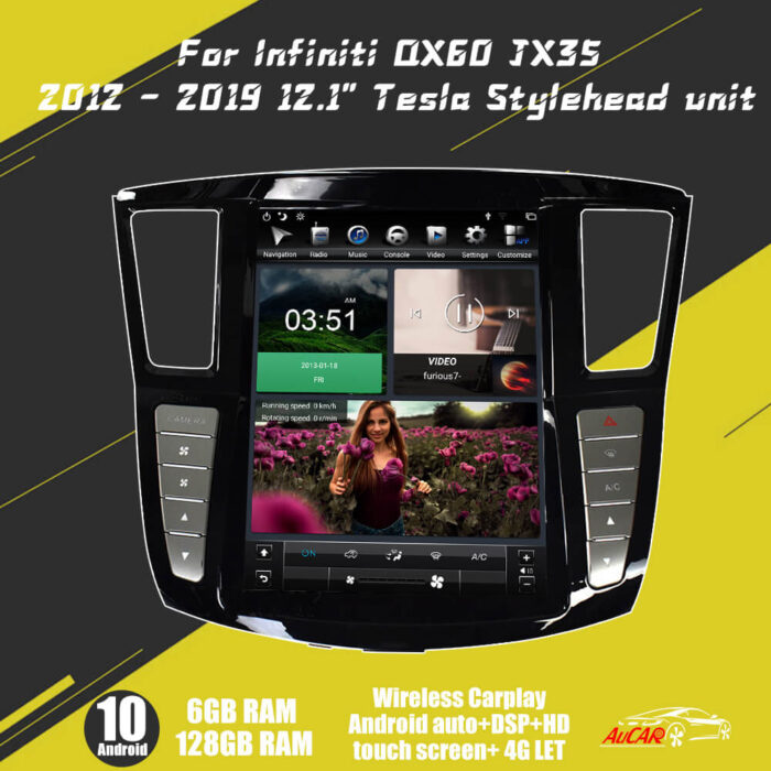 AuCar Android Car Radio GPS Navigation Android head unit for infiniti QX60 JX35 tesla style radio 2012-2019 Car Multimedia Stereo Player Car Video - Image 5